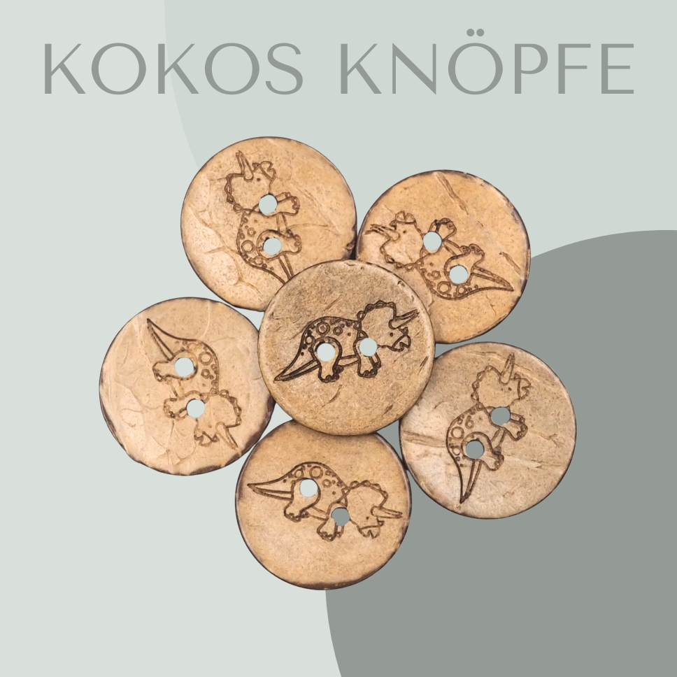 Eigenproduktion Kokosknopf Triceratops 20mm