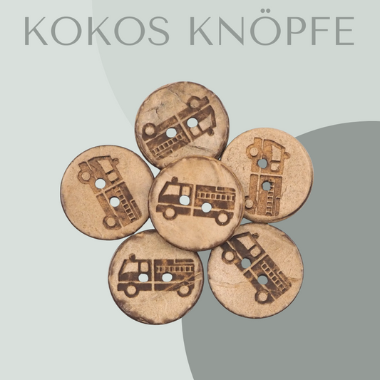 Eigenproduktion Kokosknopf Feuerwehr 30mm