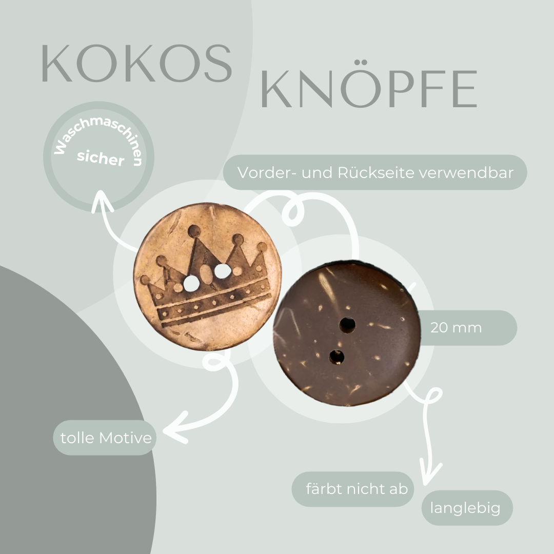 Eigenproduktion Kokosknopf Krone 20mm
