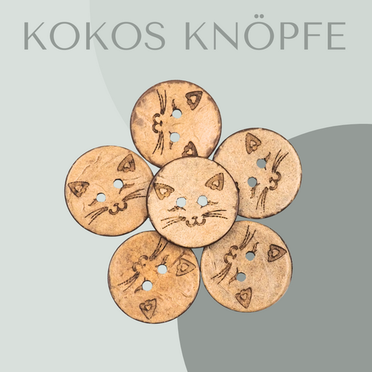 Eigenproduktion Kokosknopf Katze 20mm