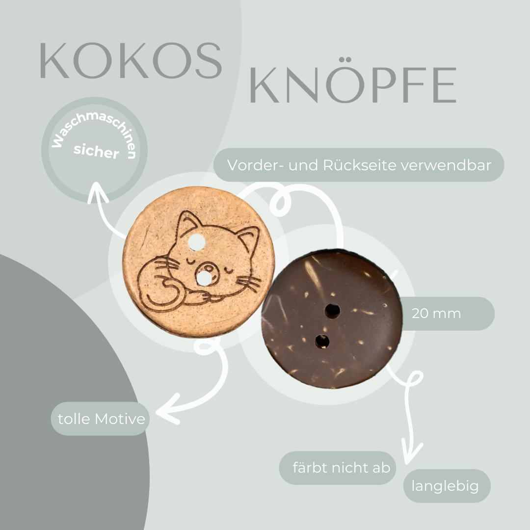 Eigenproduktion Kokosknopf Katze 20mm