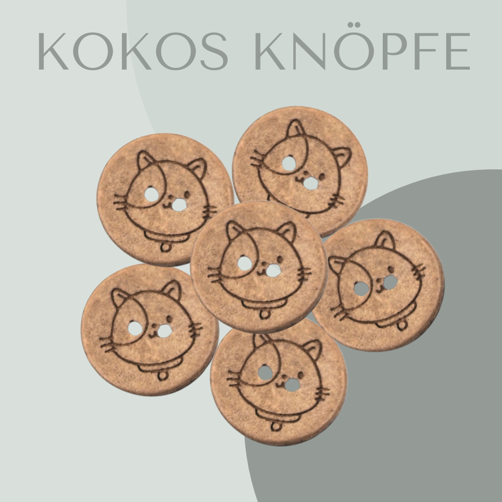 Eigenproduktion Kokosknopf Katze 20mm