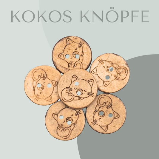 Eigenproduktion Kokosknopf Katze 20mm