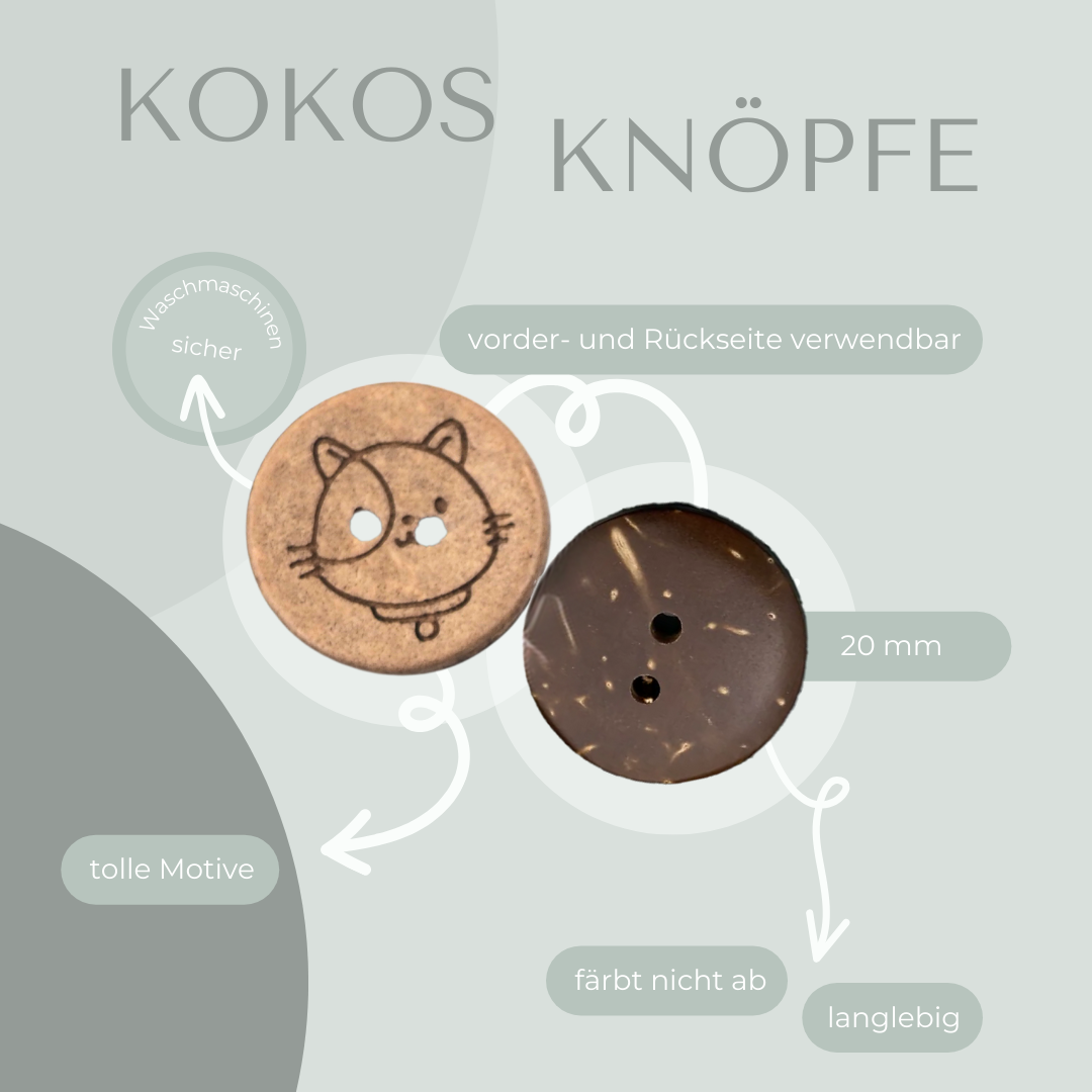 Eigenproduktion Kokosknopf Katze 20mm