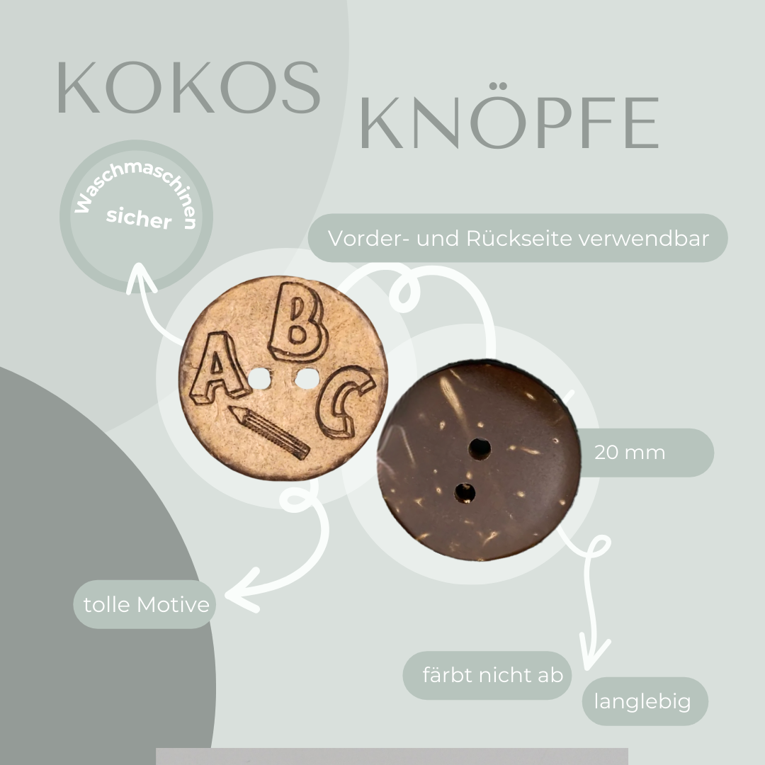 Eigenproduktion Kokosknopf Schulanfang 20mm