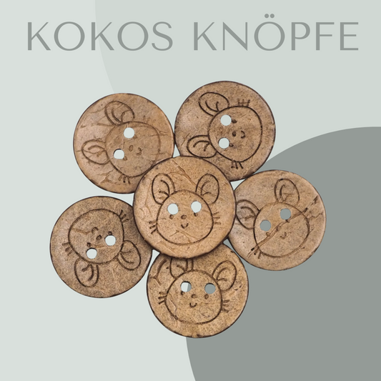 Eigenproduktion Kokosknopf Maus 20mm