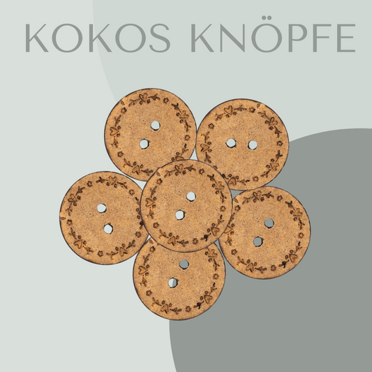 Eigenproduktion Kokosknopf Herz-Kranz 20mm
