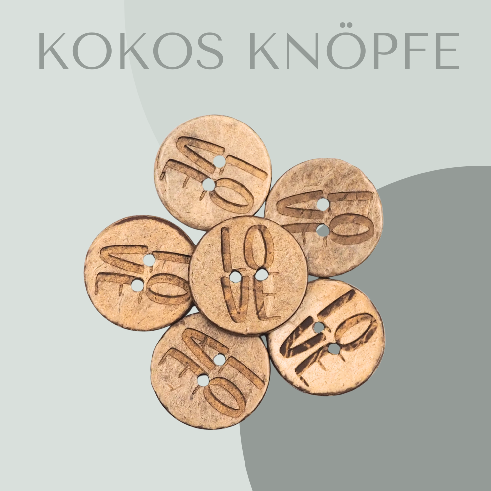 Eigenproduktion Kokosknopf LOVE 20mm