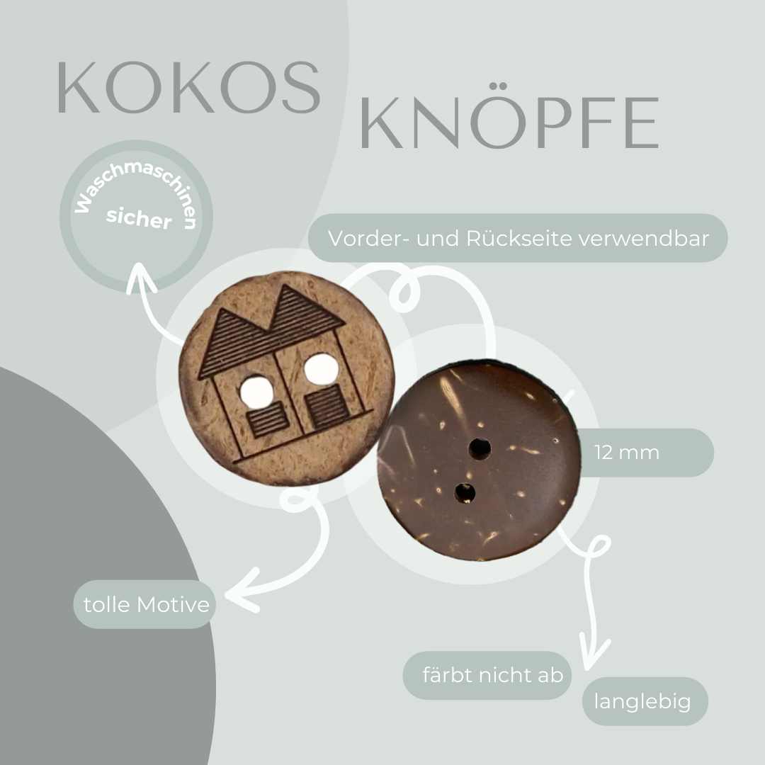 Kokosknopf Haus 12mm
