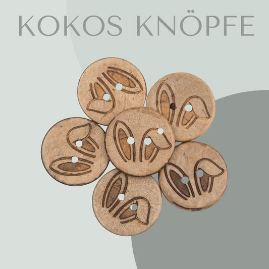 Eigenproduktion Kokosknopf Hasenohren 20mm