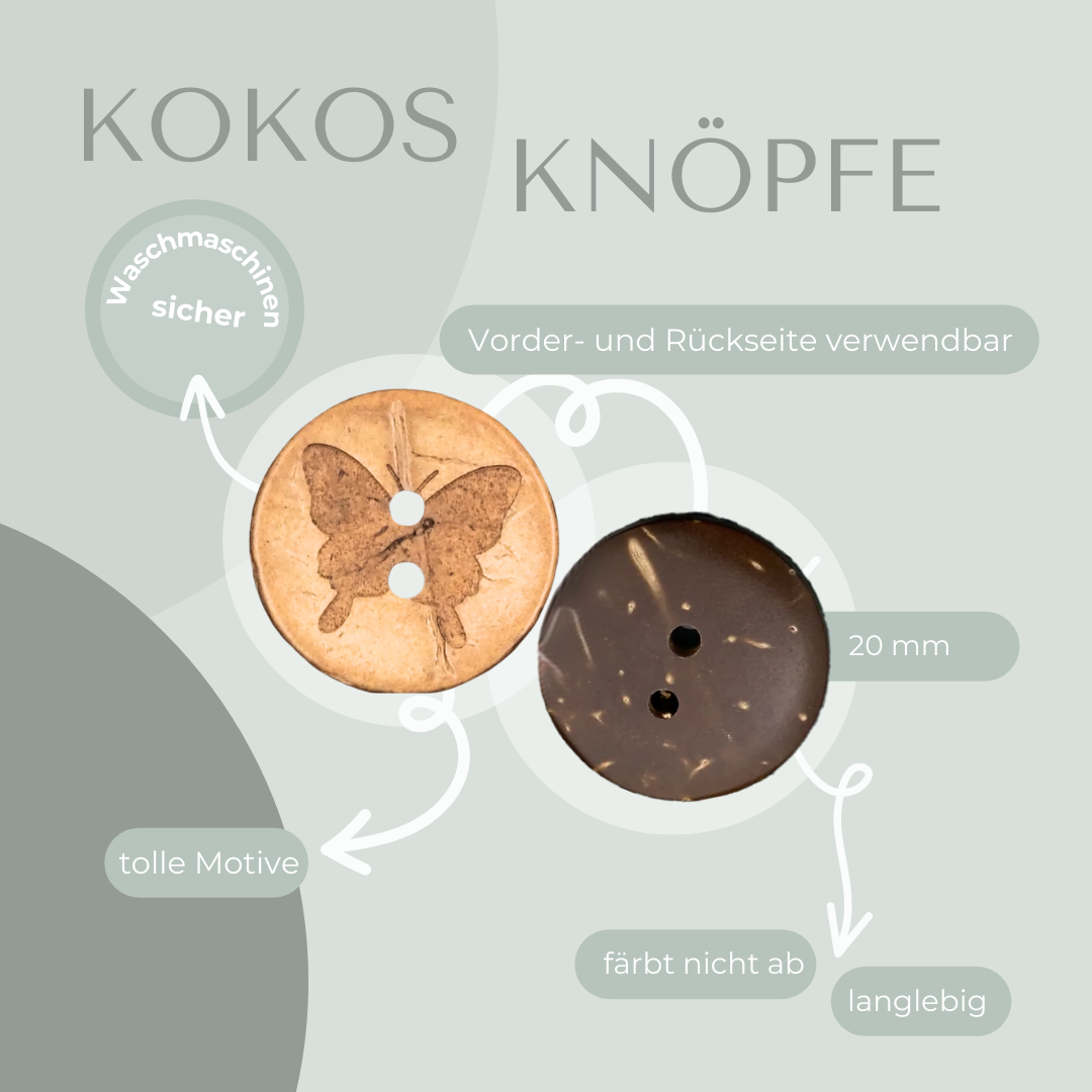 Eigenproduktion Kokosknopf Schmetterling 20mm