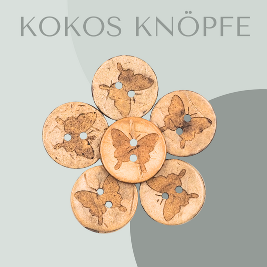 Eigenproduktion Kokosknopf Schmetterling 20mm