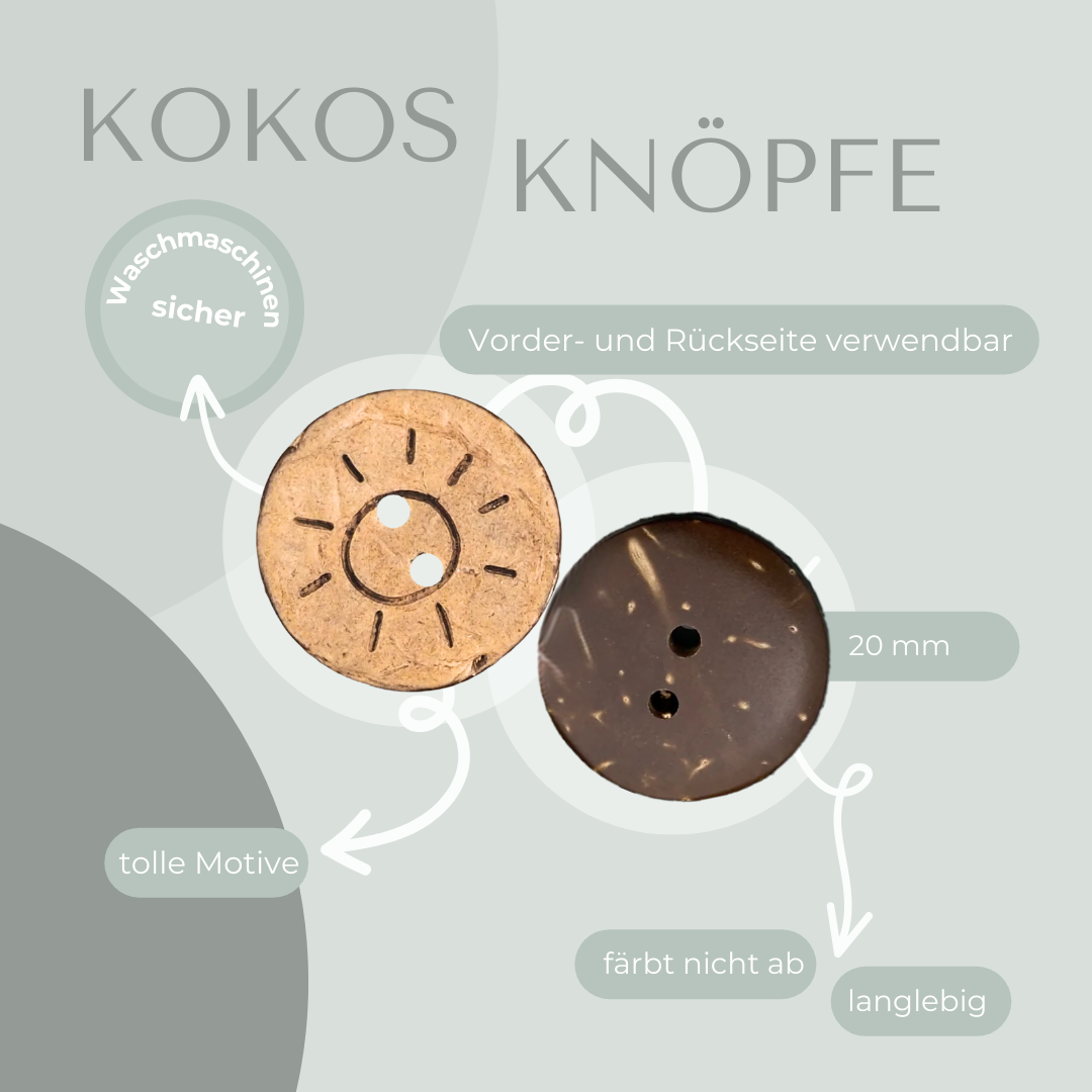 Eigenproduktion Kokosknopf Sonne 20mm
