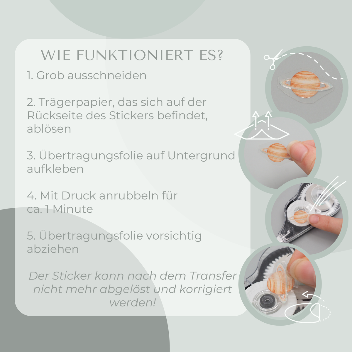 Kawaii Schule Rub-On Sticker Set