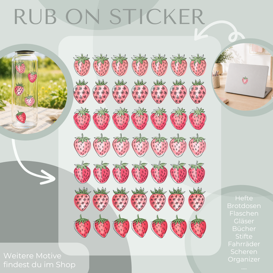 Erdbeeren Rub-On Sticker Set