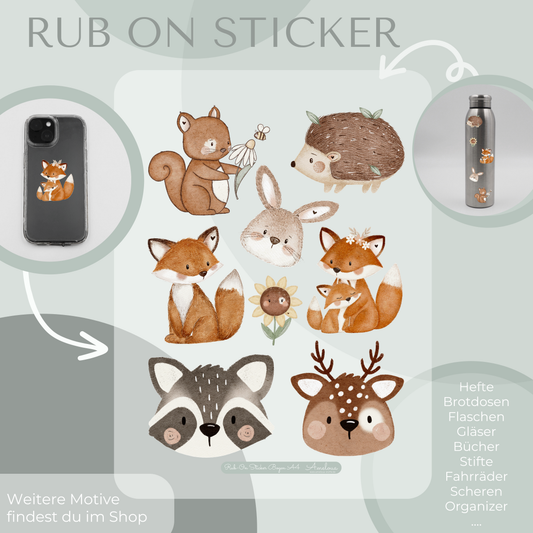 Waldtiere Rub-On Sticker Set
