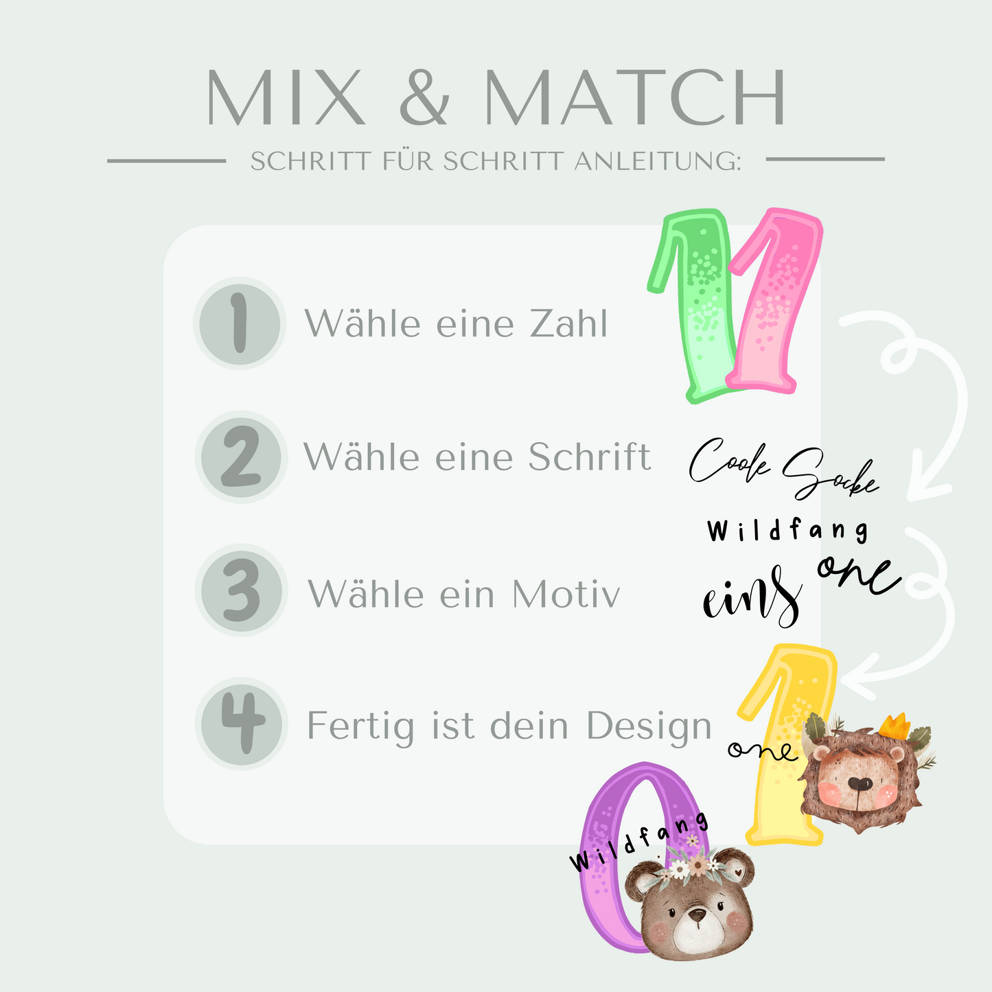 Geburtstag Bügelbild Mix-and-Match mit Motiv