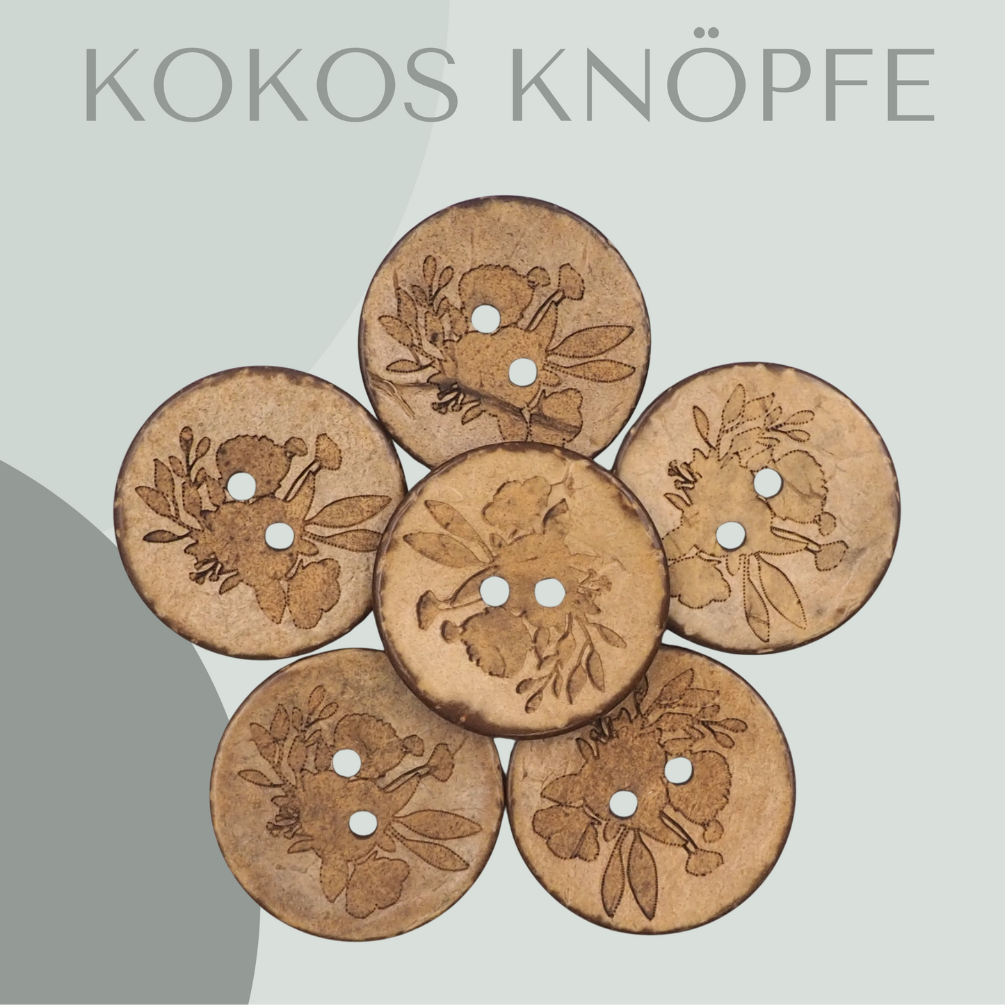 Eigenproduktion Kokosknopf Blumen  25mm