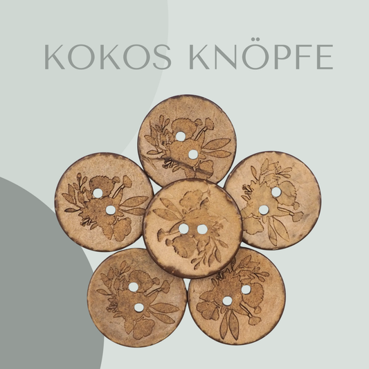 Eigenproduktion Kokosknopf Blumen  25mm