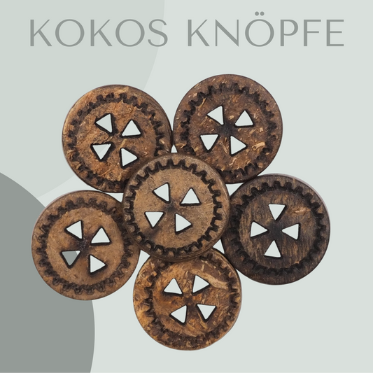 Kokosknopf mit Zackenmuster 12mm