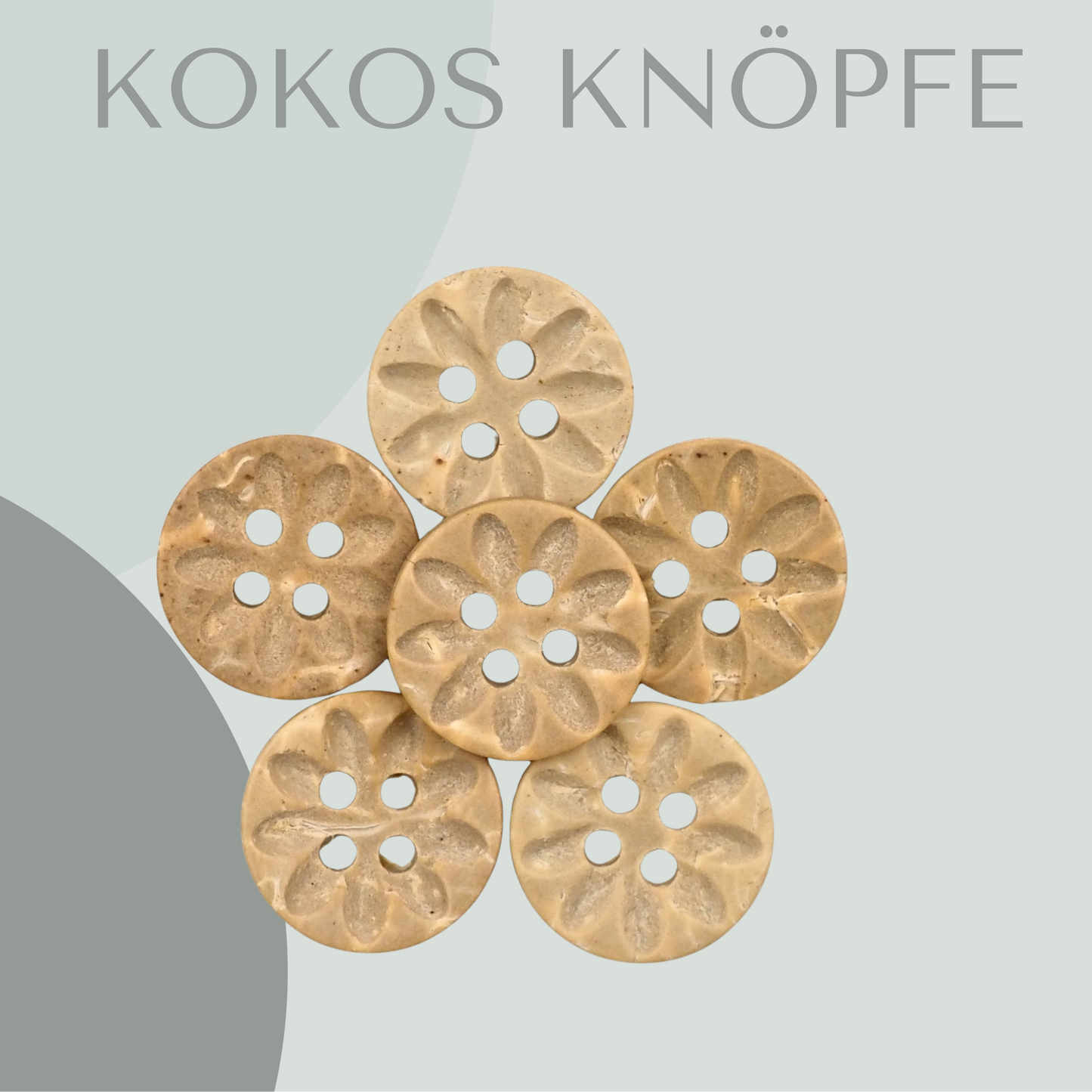 Kokosknopf Blumengravur 12,5 mm