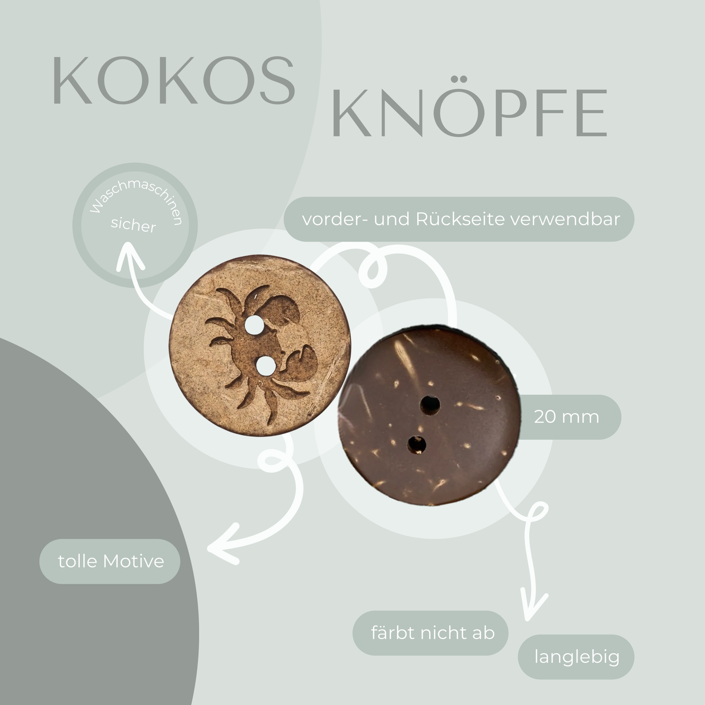Eigenproduktion Kokosknopf Krebs 20mm
