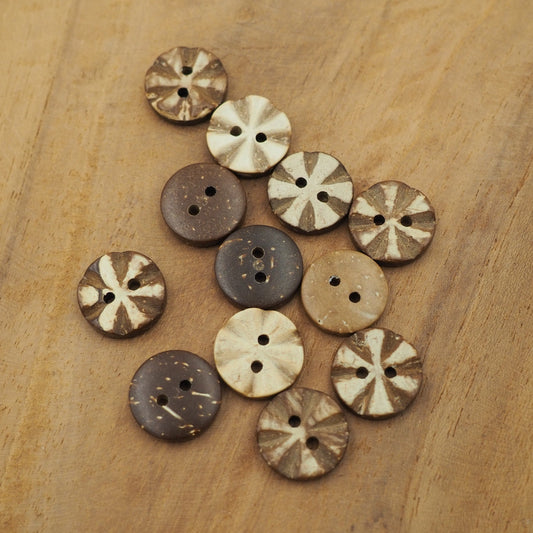 Kokosknopf mit Rillen 15mm