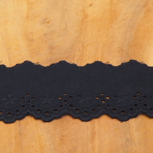 Wäsche Spitze  Blumen 50mm Schwarz