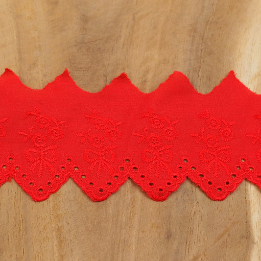 Wäsche Spitze Schleifen und Blumen 54 mm Rot