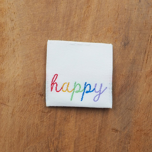 happy Web Label gewebt Eigenproduktion