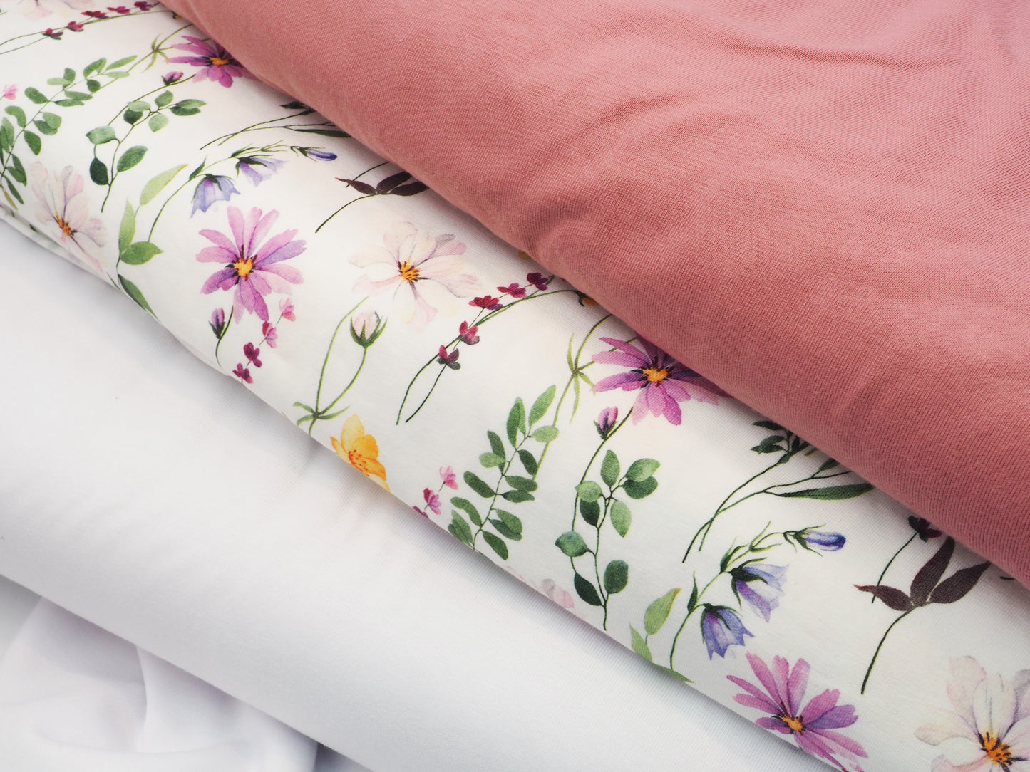 Blumenstoff Jersey Frühlingsblumen