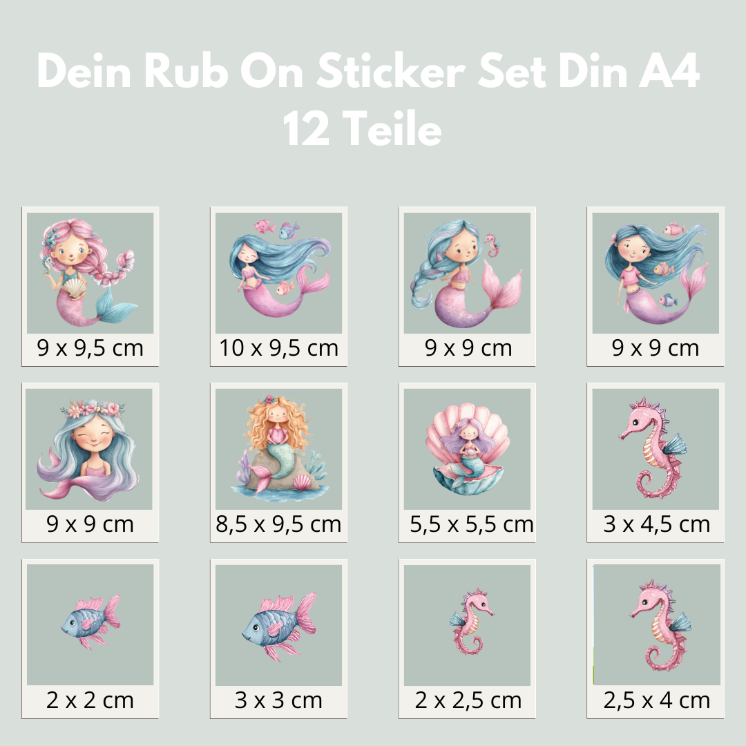 Meerjungfrau Rub-On Sticker Set