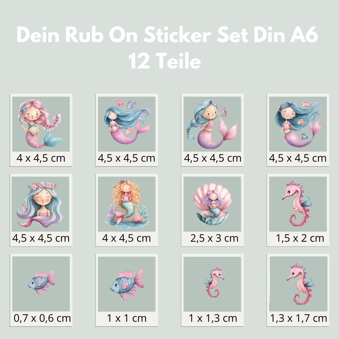 Meerjungfrau Rub-On Sticker Set
