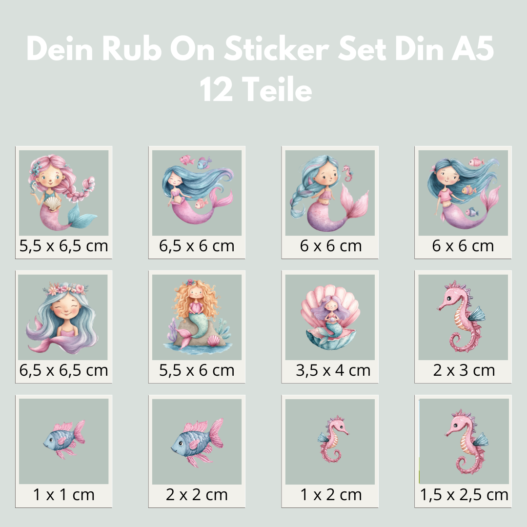 Meerjungfrau Rub-On Sticker Set