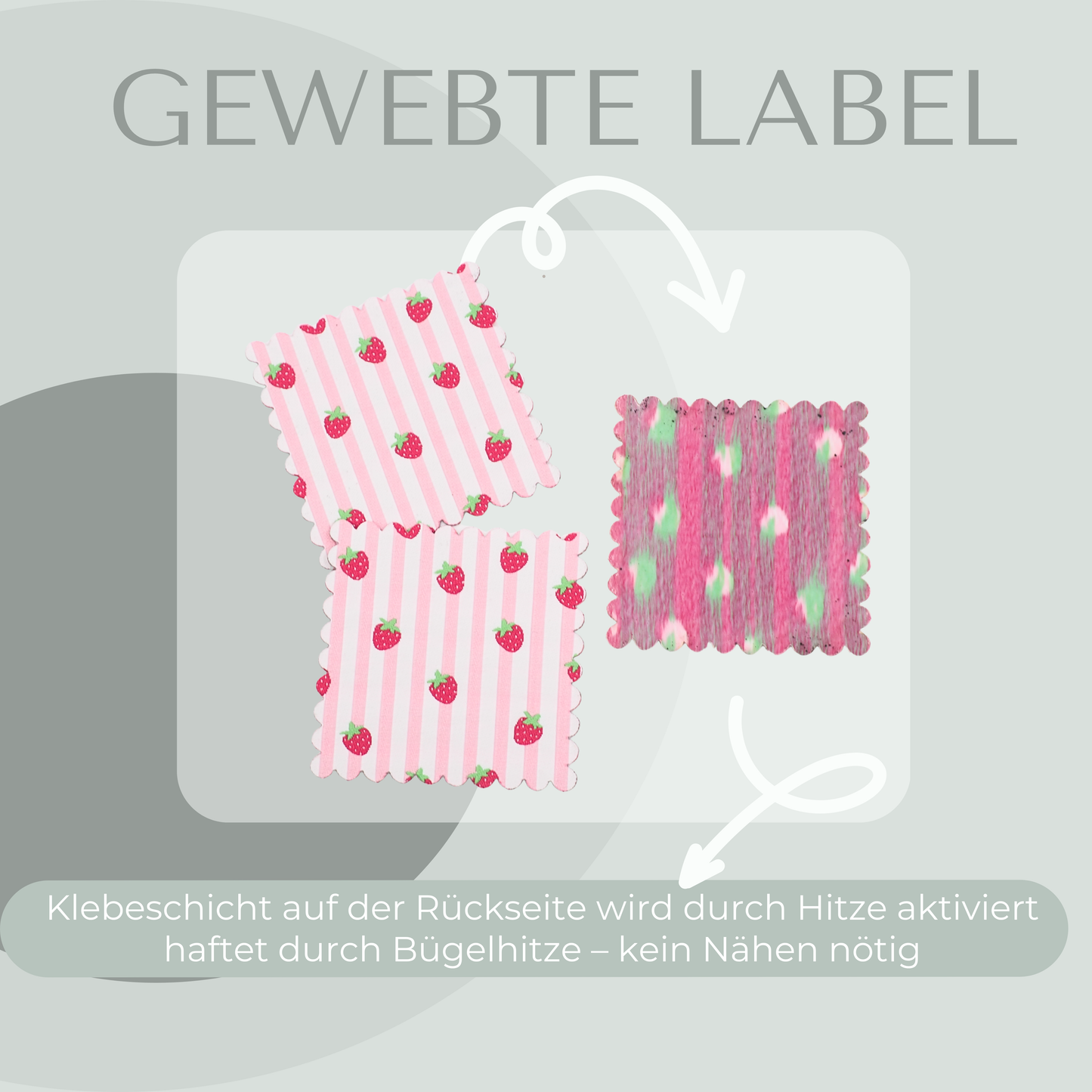 Erdbeeren Label gewebt Eigenproduktion