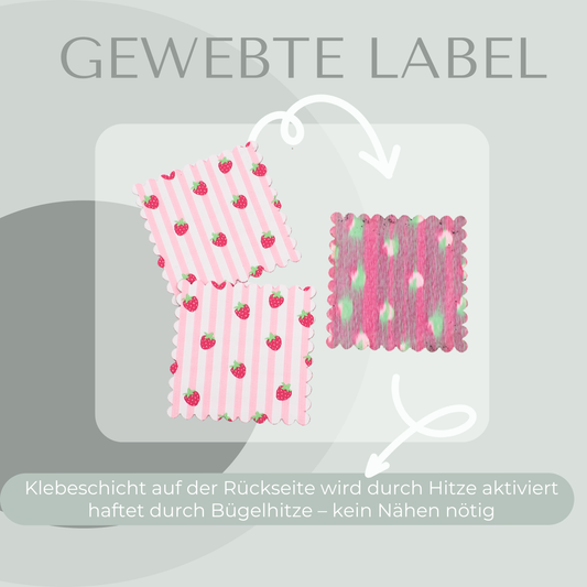 Erdbeeren Label gewebt Eigenproduktion