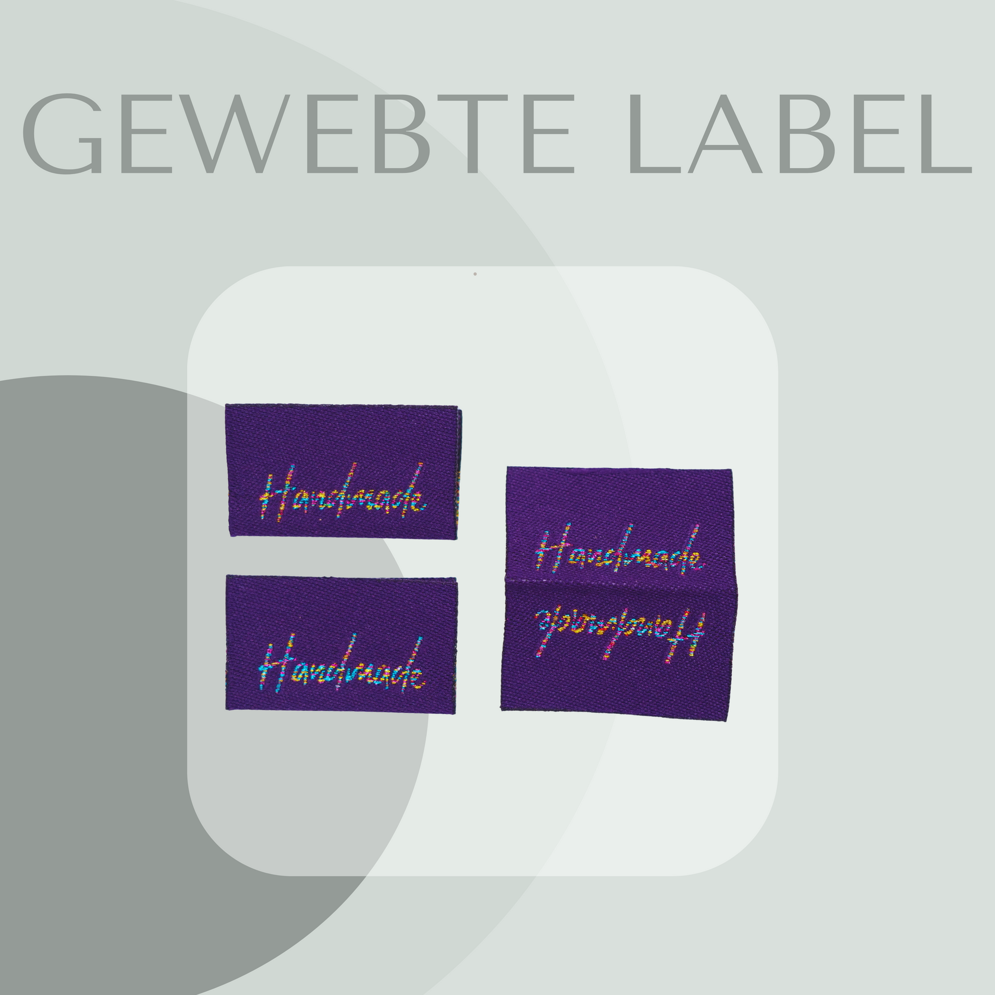 Handmade Lila Bunt Glitzer Label gewebt Eigenproduktion