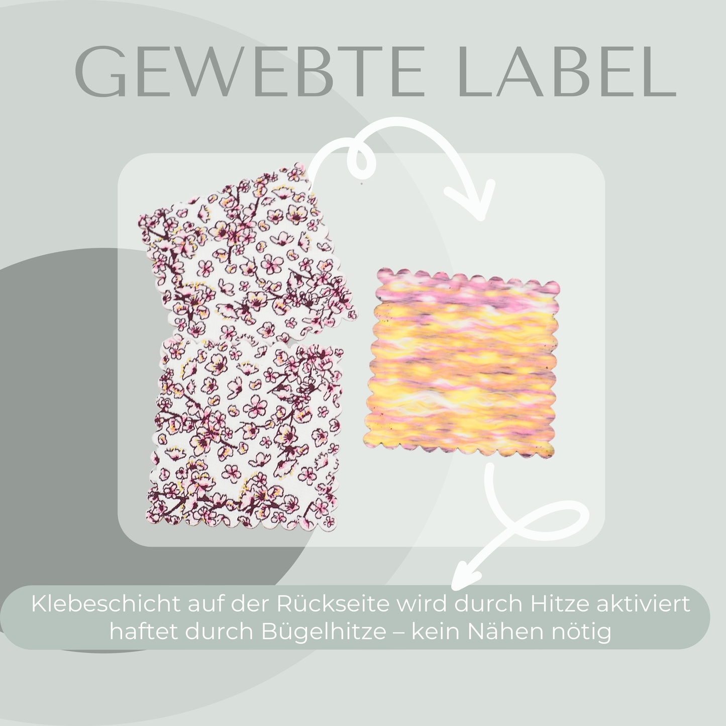 Blumen Label gewebt Eigenproduktion