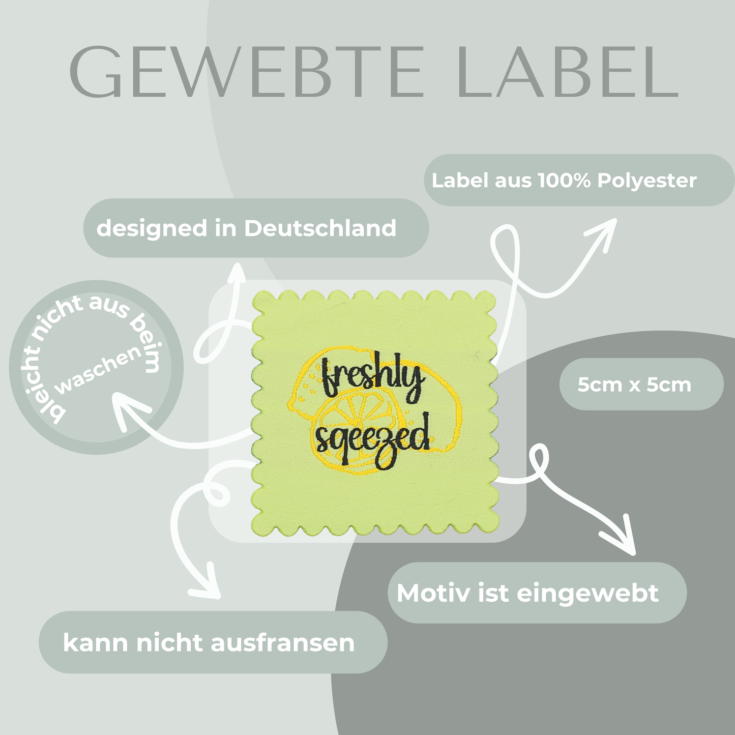 Freshly sqeezed Label gewebt Eigenproduktion