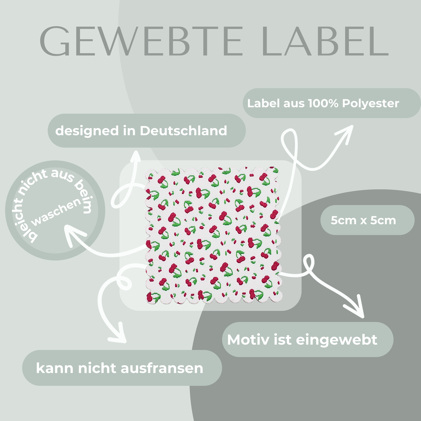 Kirschen Label gewebt Eigenproduktion