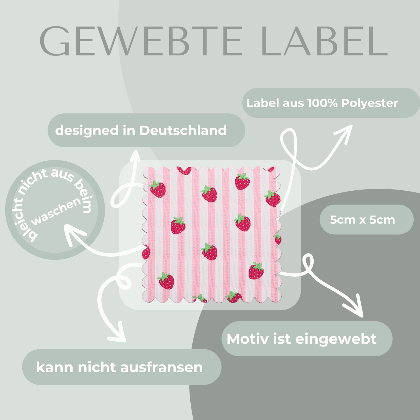 Erdbeeren Label gewebt Eigenproduktion