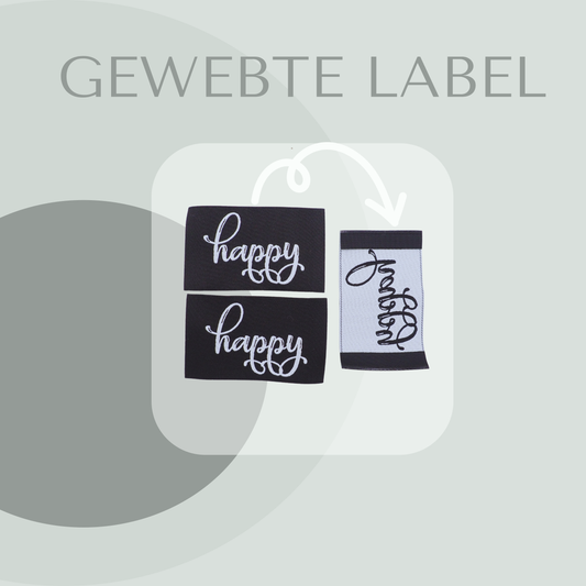 Happy Weiß Label gewebt Eigenproduktion