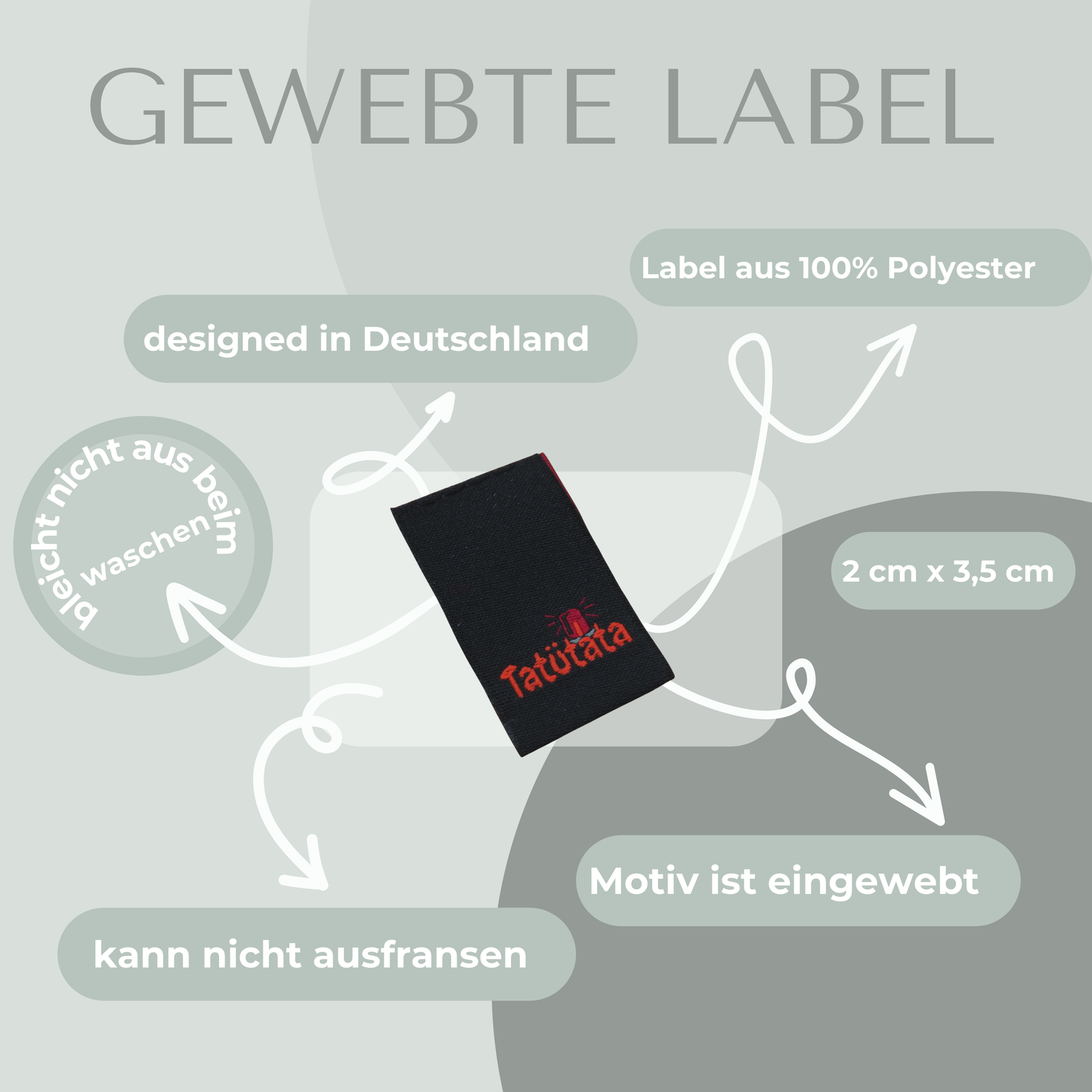 Tatütata Label gewebt Eigenproduktion