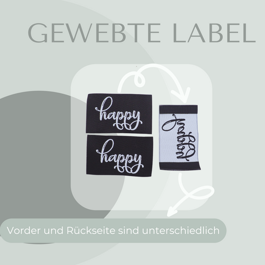 Happy Weiß Label gewebt Eigenproduktion