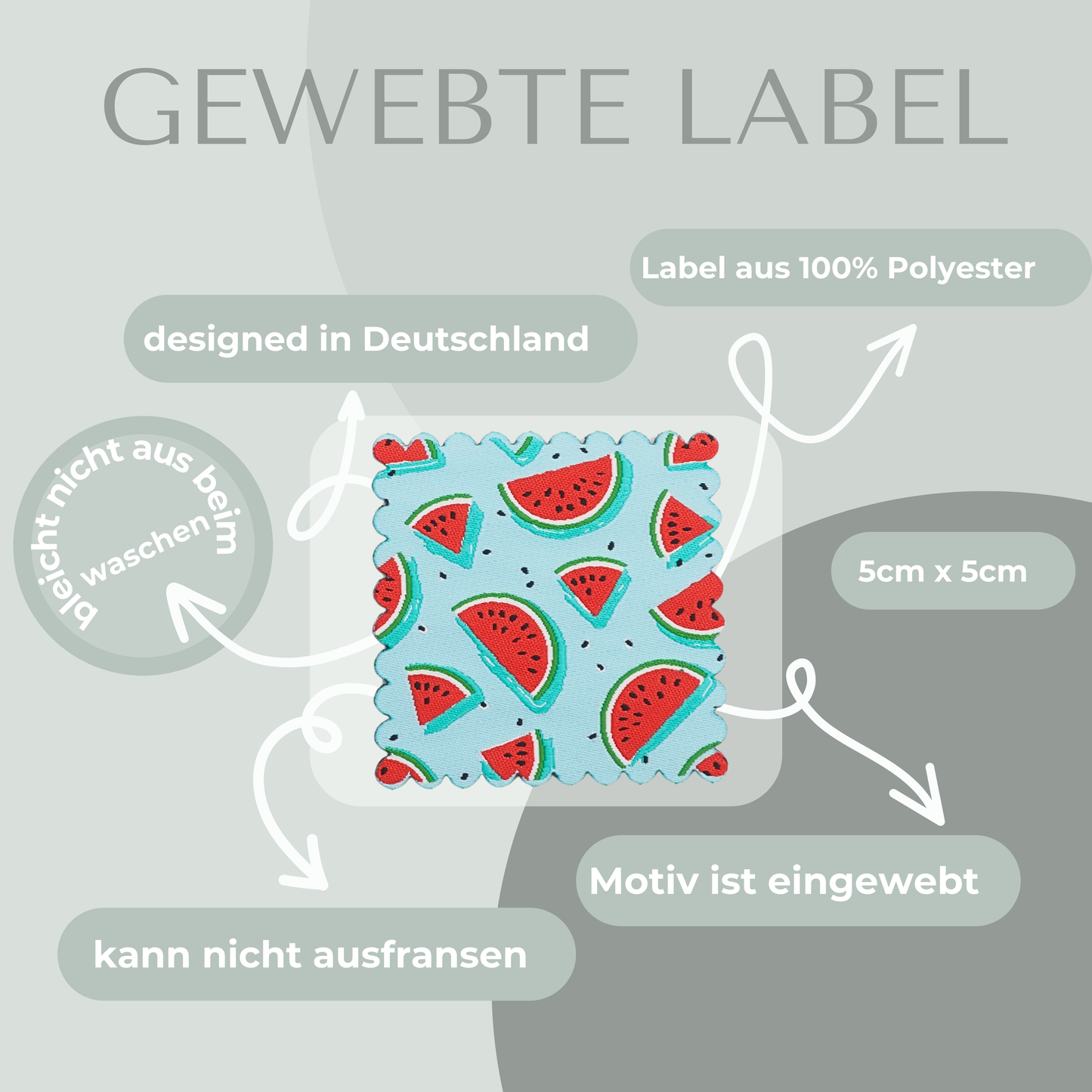 Wassermelonen Label gewebt Eigenproduktion
