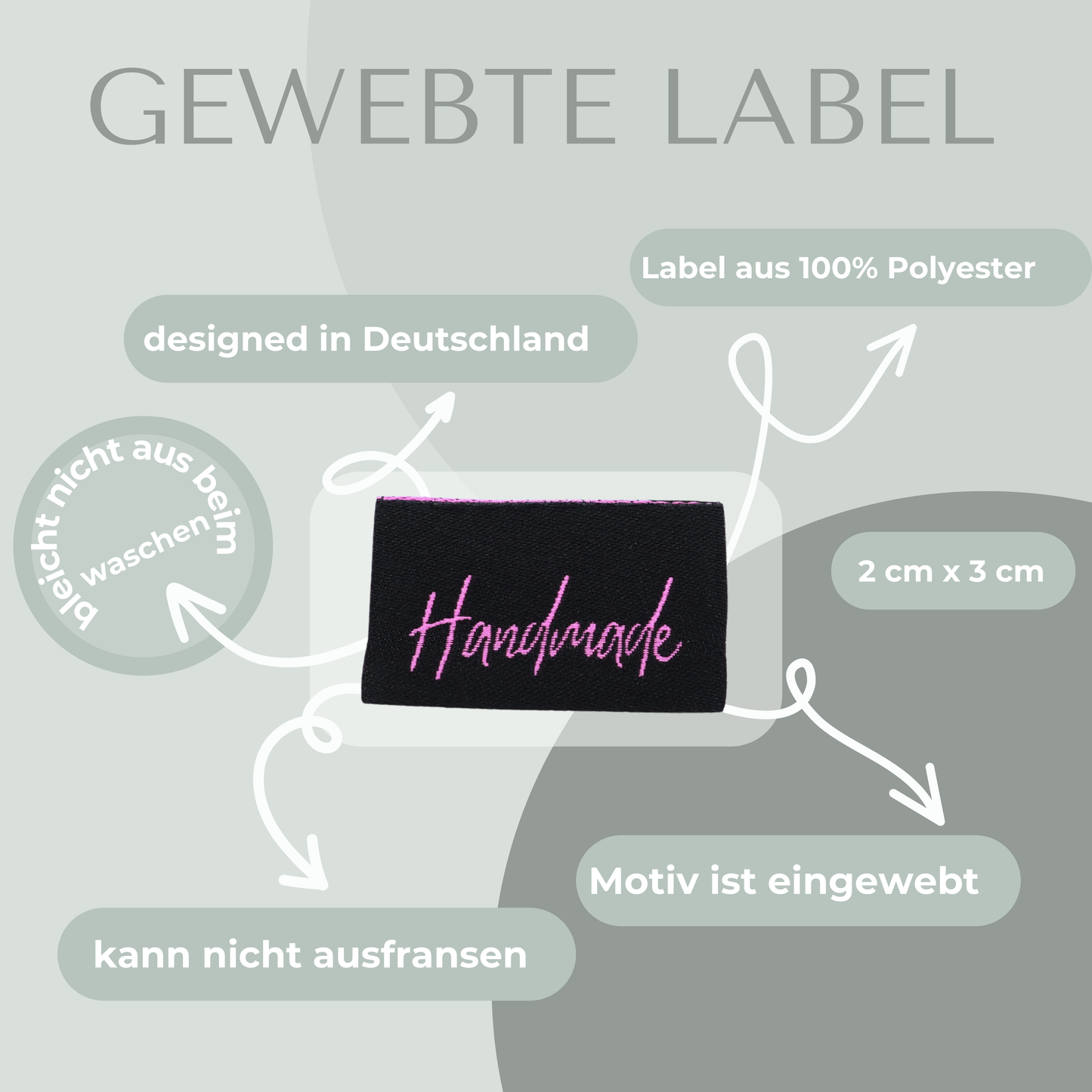 Handmade pink Label gewebt Eigenproduktion