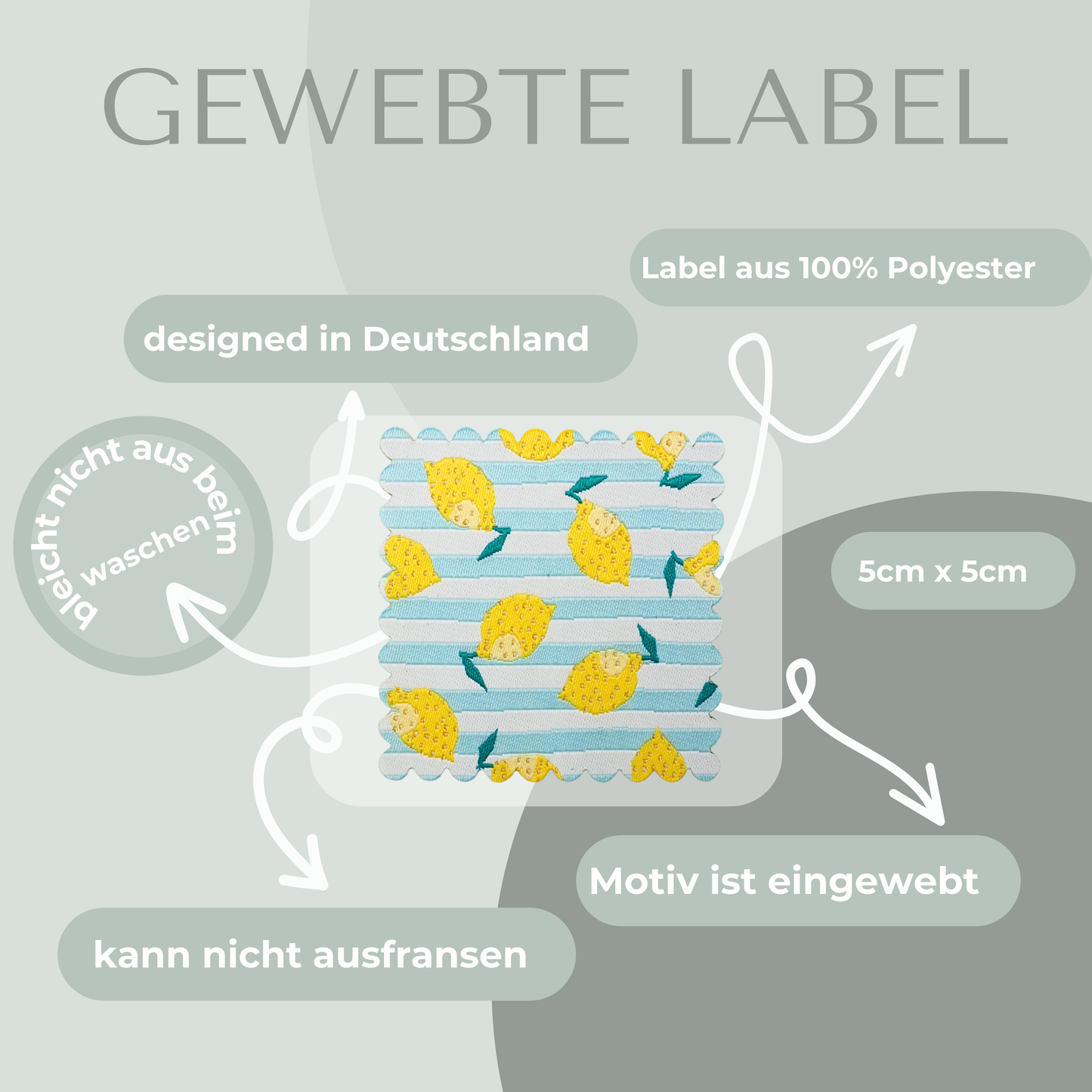 Zitronen Label gewebt Eigenproduktion