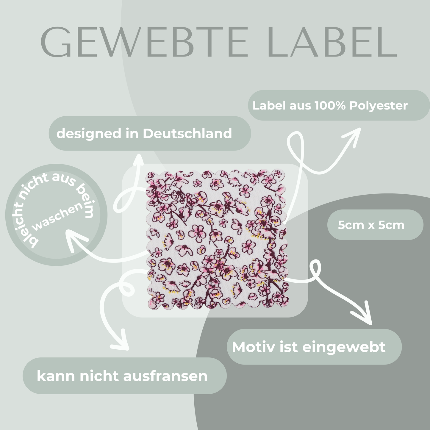 Blumen Label gewebt Eigenproduktion