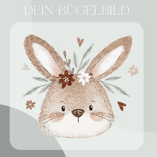 Hase beige- Bügel-Bild Bügelbild Eigenproduktion