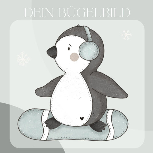 Pinguin Snowboard-  Bügel-Bild Bügelbild Eigenproduktion